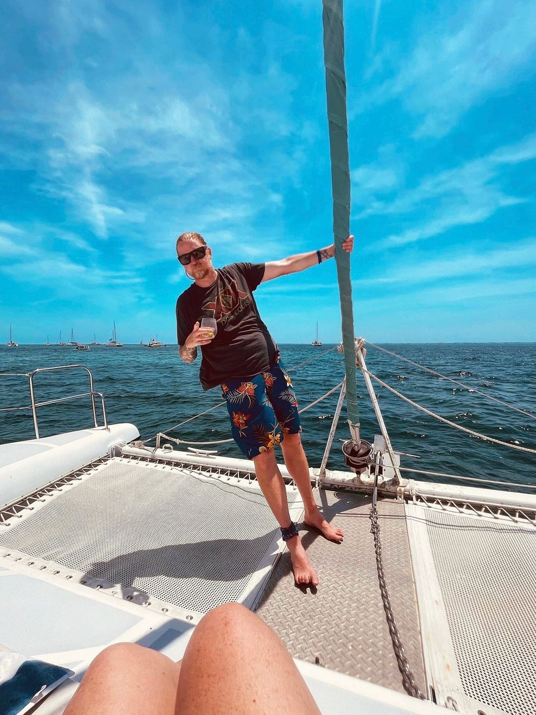 Guest standing at the bow