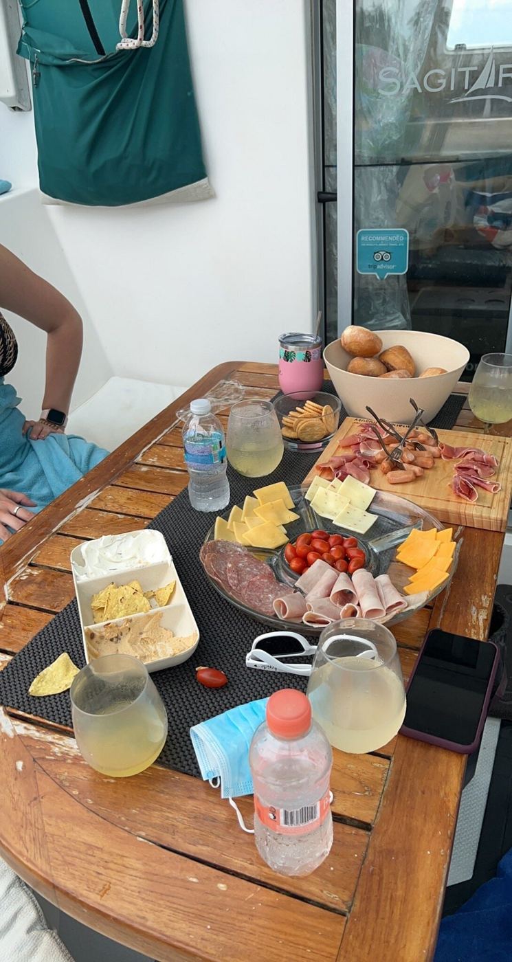 Cheese and charcuterie board on board
